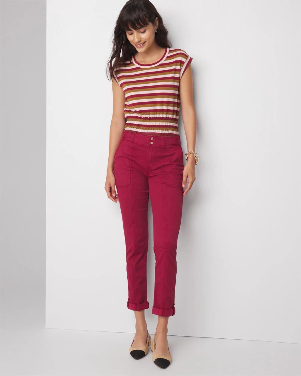 Mid-Rise Pret-A-Pedi Straight Crop Pants | White House Black
